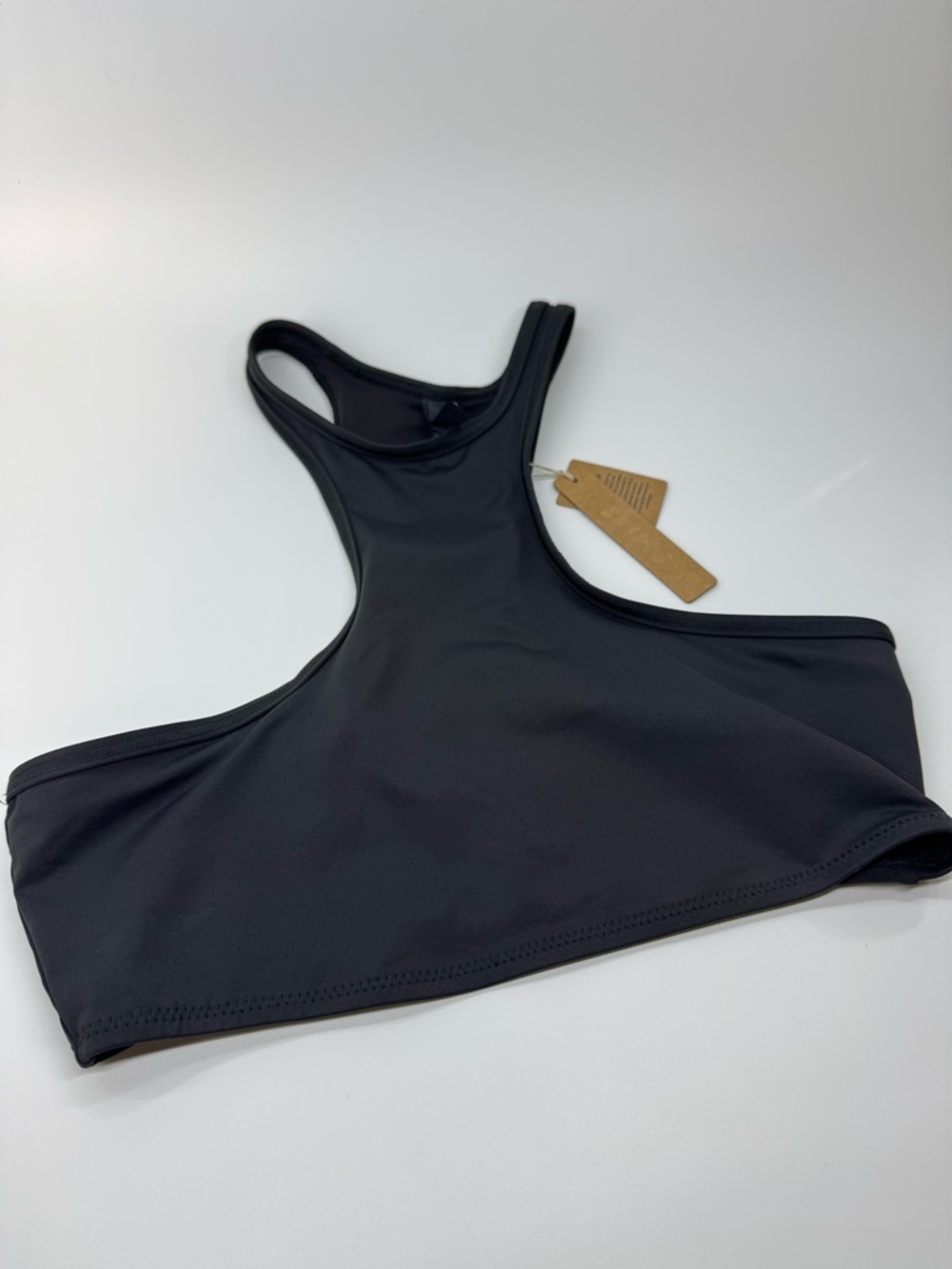 Skims Recycled Swim High Neck Raceback Top Small Onyx